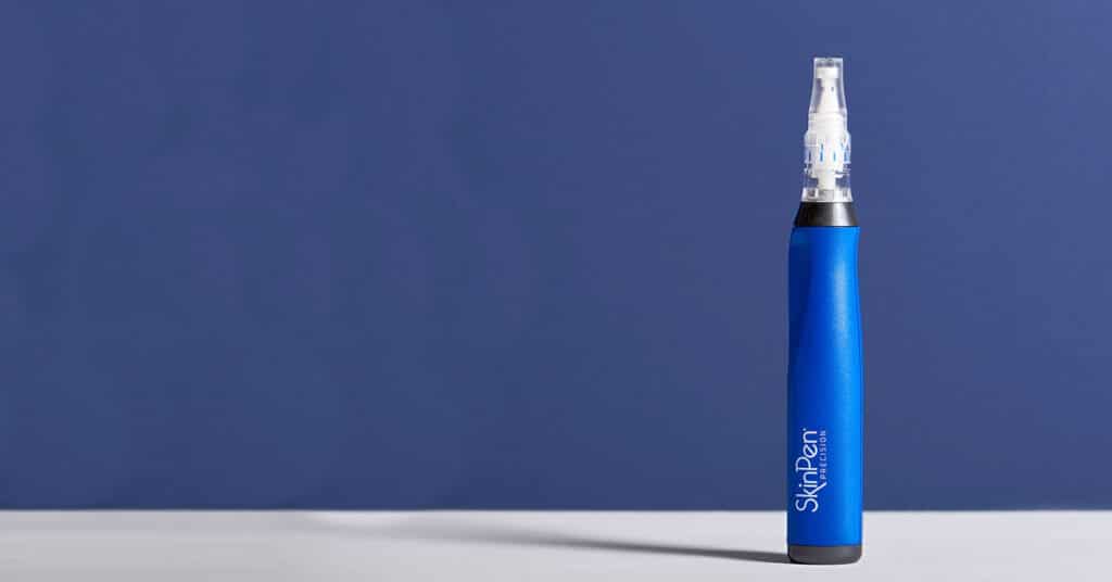 a bottle with a blue background