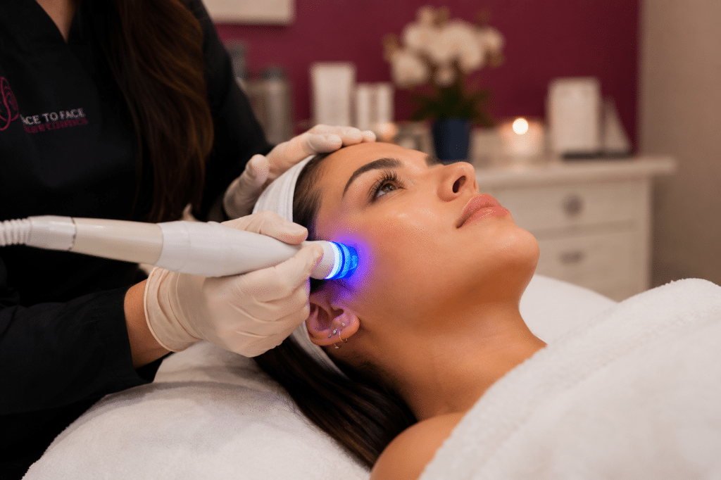 Client enjoying professional HydraFacial.